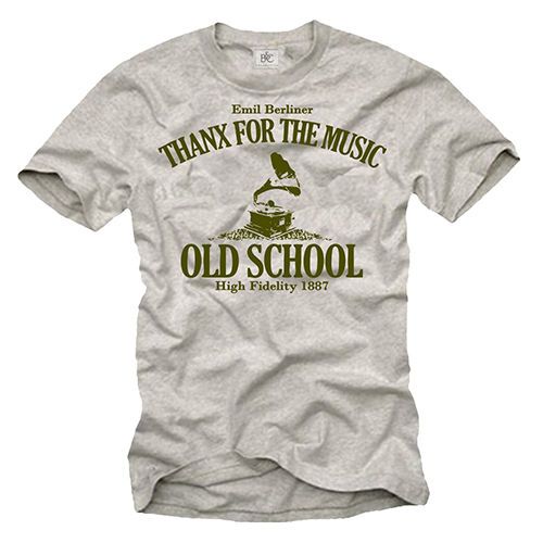 Vintage Music Mens T Shirt With Old School Gramophon Short Sleeve