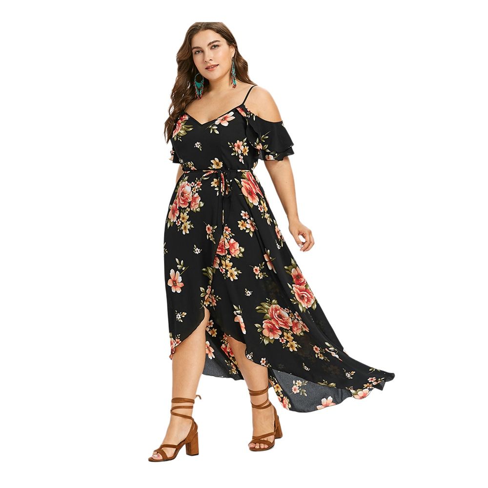 long floral off the shoulder dress