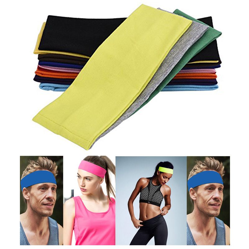 Women Sweatband Headband Sport Hair Band Elastic Wide Blend Cotton Yoga Exercise