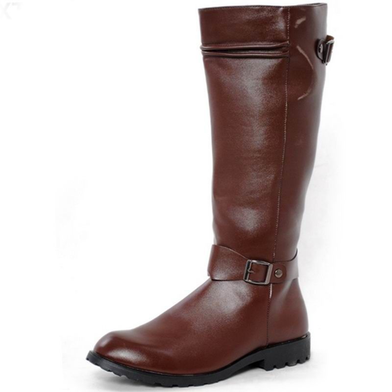 brown high top boots men
