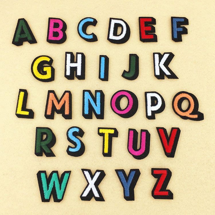 10 Parches Bordados Letras Color Y Numero A Elección!