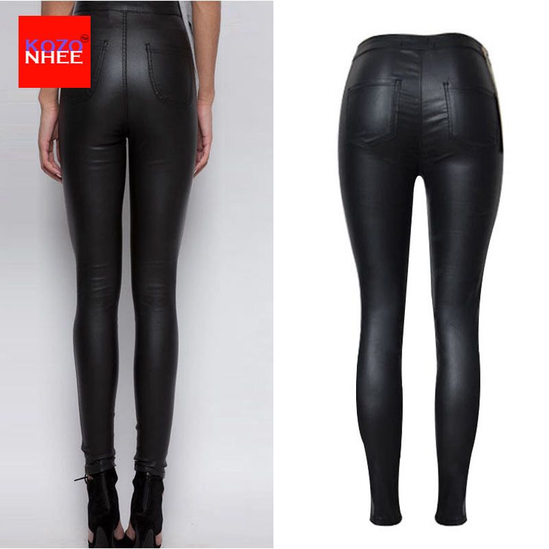 Pantalones negros de piel Clearance