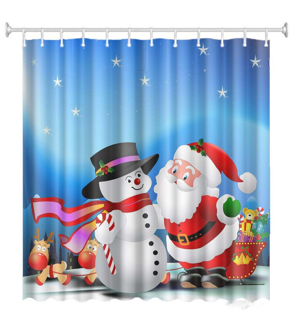 Bonhomme de neige père Noël Elk Rideau de douche tissu imperméable bain écrans Tapis De