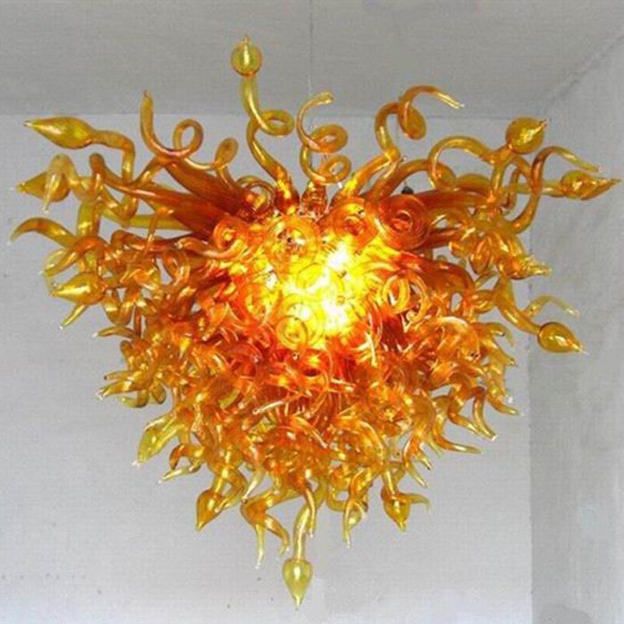 Golden Color Led Pendant Light G9 Blown Murano Glass Chandelier