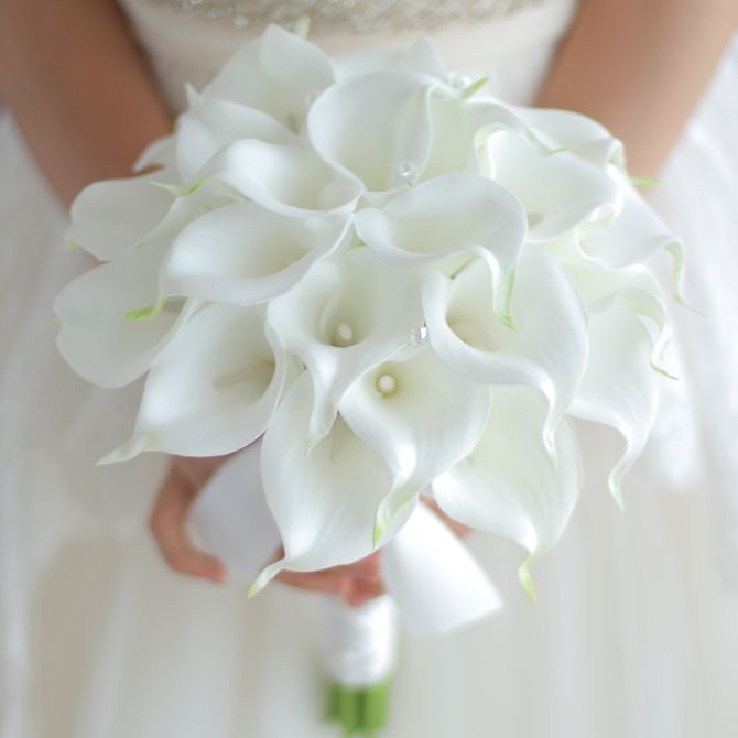 Creative Bride With Flowers Custom Simulation Pink Calla Lily