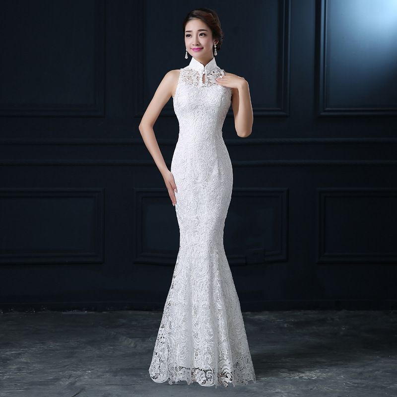 white lace cheongsam