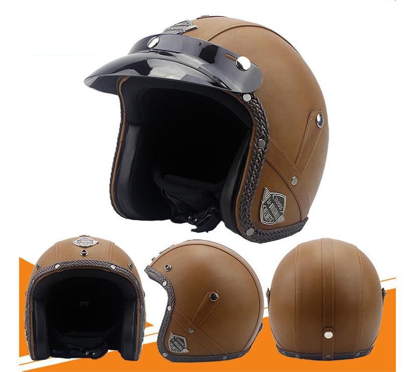 VOSS Faux Leather For Harley Helmets 3/4 Motorcycle Chopper 