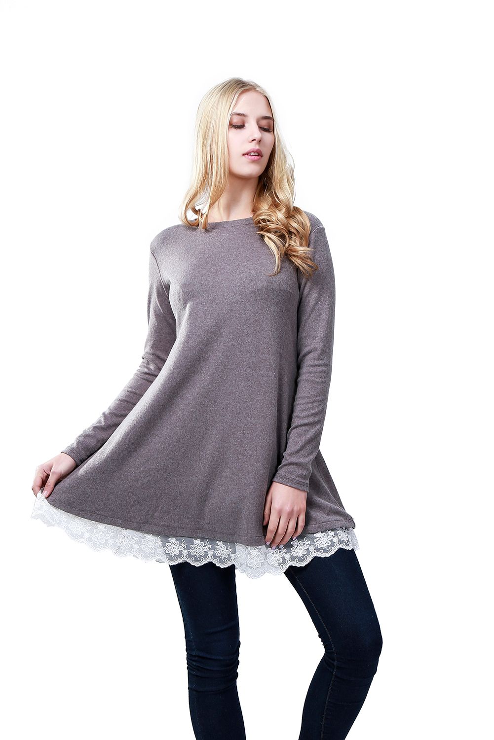 t shirt dress with lace bottom