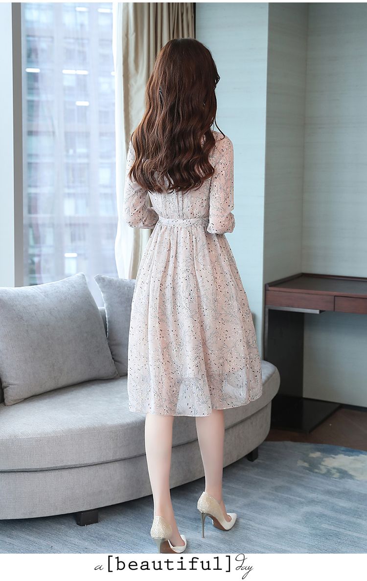 Compra 2018 Otoño Invierno Nueva Gasa Floral Midi Dress Bodycon Vestidos  Coreanos Boho 2018 Elegante Fiesta De Las Mujeres Vestido De Manga Larga  Vestidos Barato | Entrega Rápida Y Calidad | Es.Dhgate