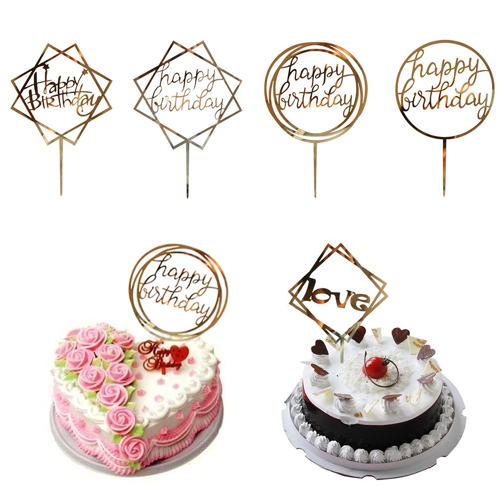 2020 Love Happy Birthday Golden Cake Topper Party Supplies