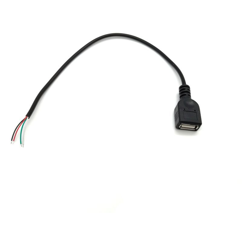 1x USB 2.0 A Female Jack 4 Pin 4 Wire Data Charge Cable Cord Connector DIY 30cm
