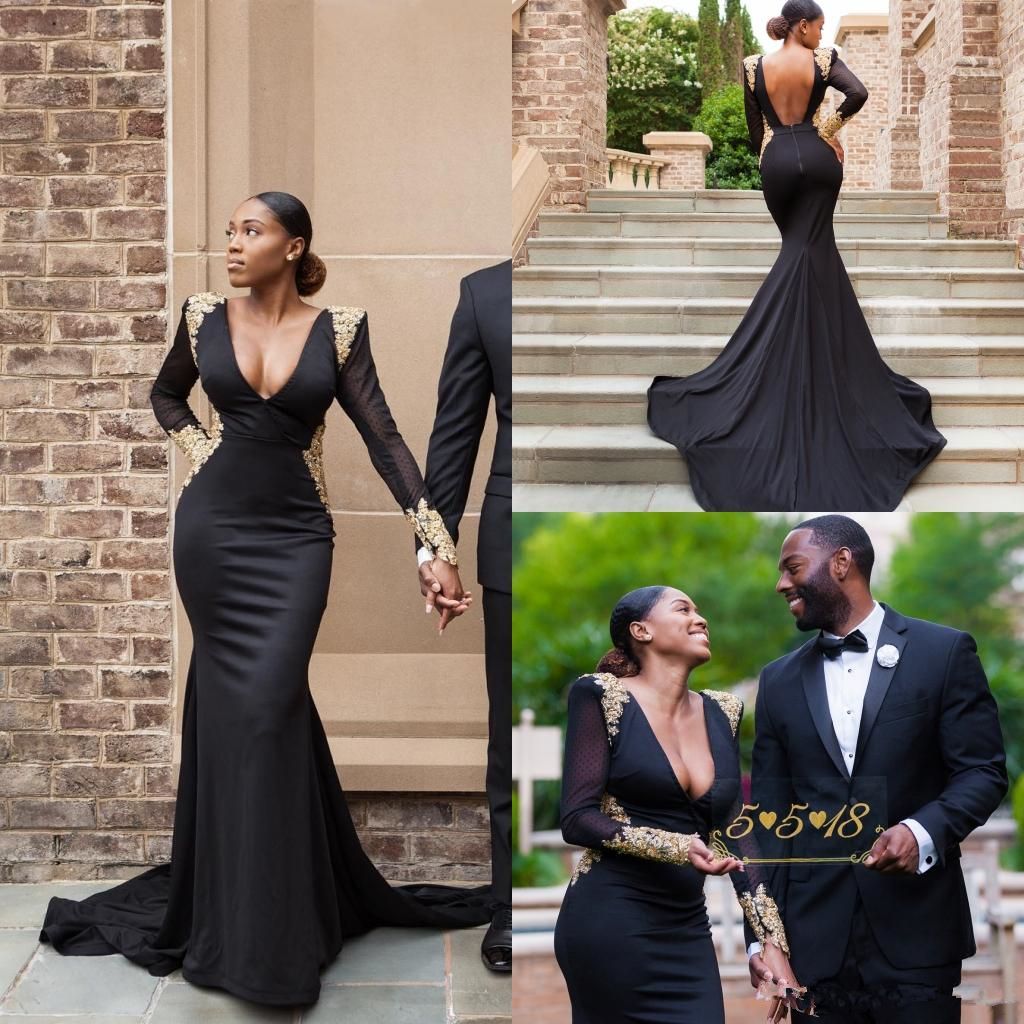 Long Sleeves Mermaid Prom Dresses 
