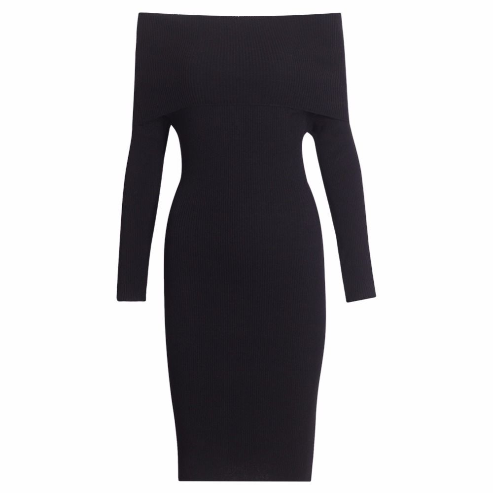 black tight sweater dress