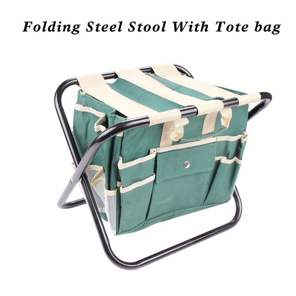 2019 Garden Tool Set With Folding Steel Stool And Detachable Canvas Tote Bag All In One Multiple Pockets Green From Ewin24 29 15