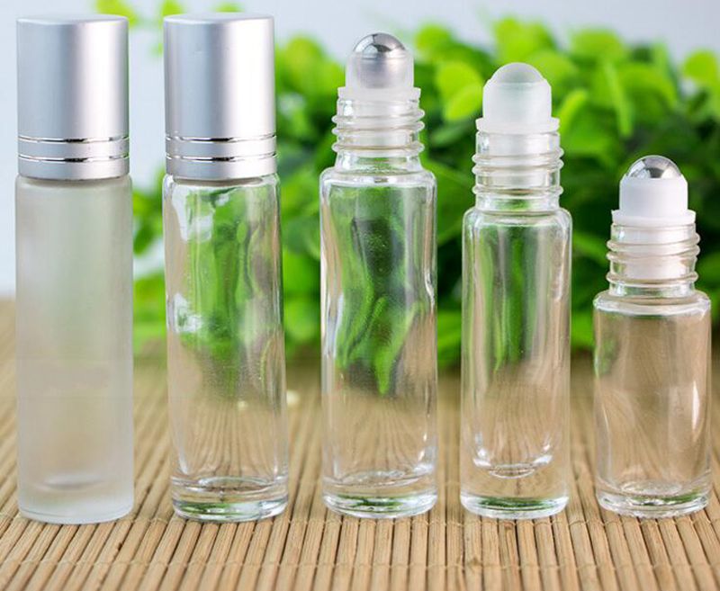 2021 10ml 1 3oz THICK Roll On Glass Bottles Frosted Clear Empty Roller