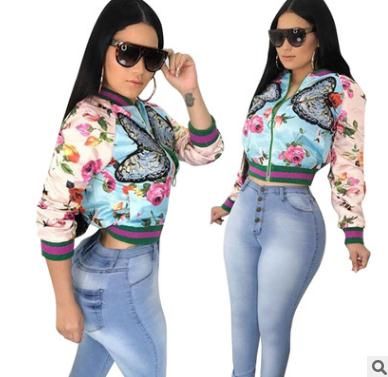 Compra Chaqueta De Primavera Otoño Mujer Sexy Digital Print Floral Small  Jacket Pink Blue Bordado Abrigo Juvenil Hermoso Desgaste Barato | Entrega  Rápida Y Calidad | Es.Dhgate