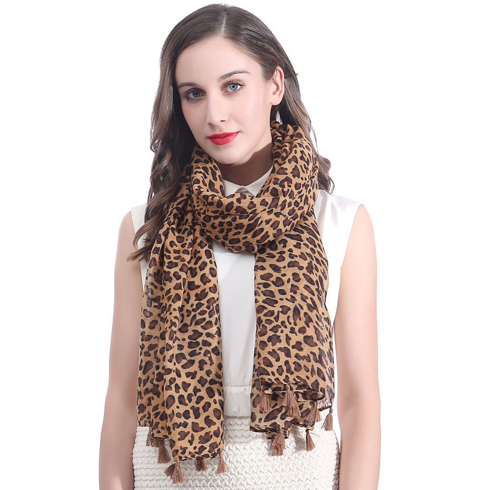 Llamativa Estampado de Leopardo Med Peso De Alta Calidad Bufanda Larga Superior Regalo
