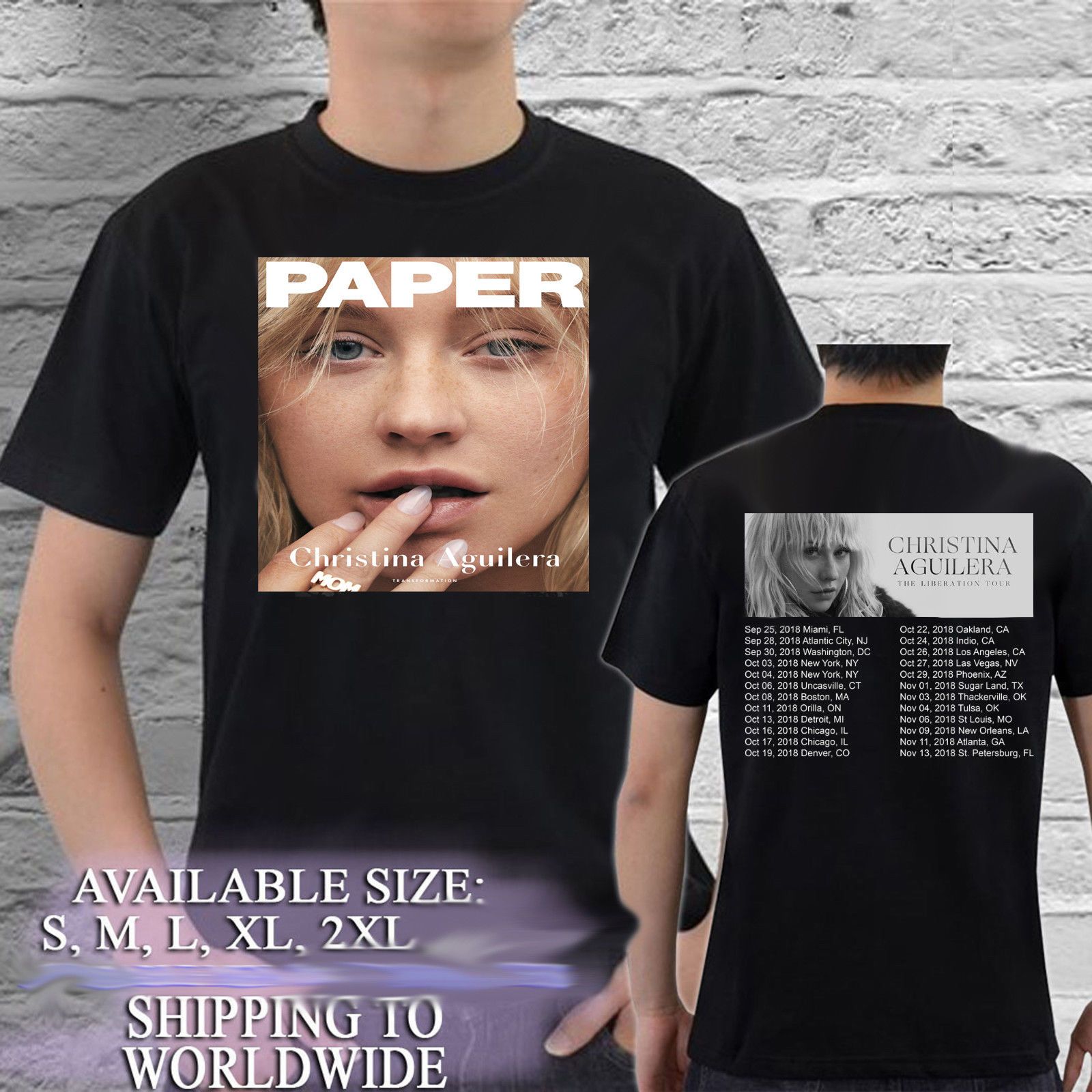 Christina Aguilera Tour Date 2018 T Shirt Size S 3xl 2018 Mens