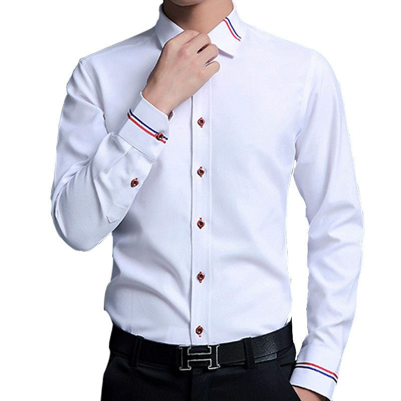 Camisas De Vestir Para Hombre 5XL Negocios Casual Manga Larga Oficina Fit Camisa Formal Blanco Moda De € | DHgate