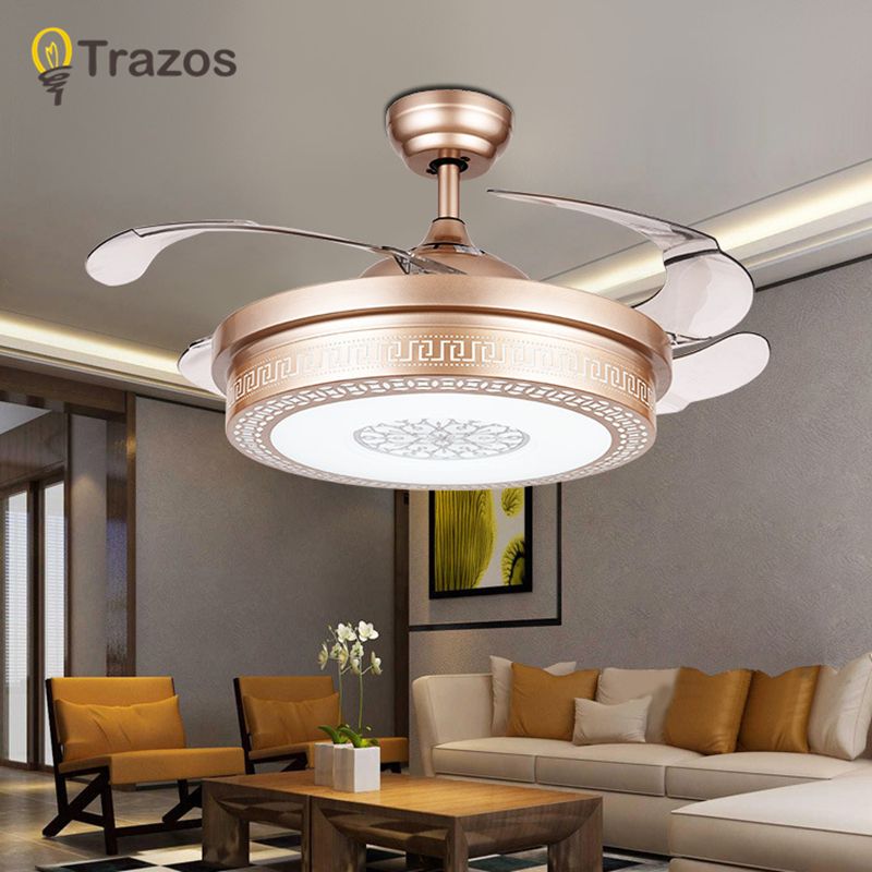 2019 Trazos 42 Inch Modern Ceiling Fan Hollow Out Room Ceiling Fans With Lights Rose Gold Fan Lamp Bedroom Light Lamp From Caraa 385 72 Dhgate Com