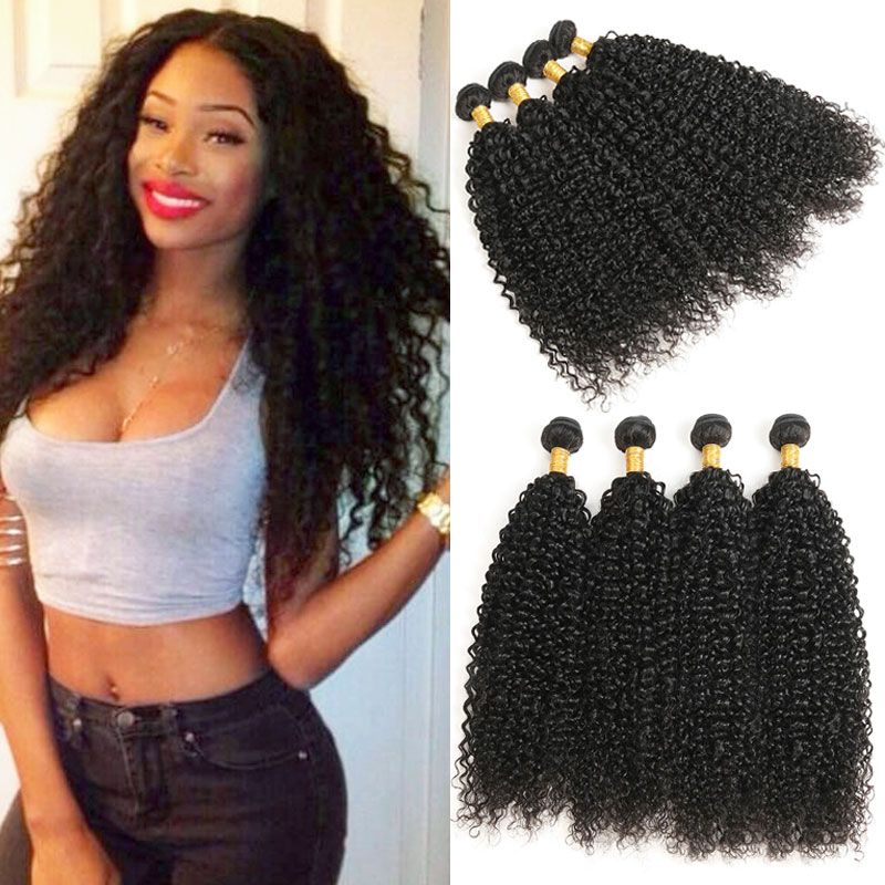 Malaysian Hair Jerry Curly 4 Bundles Curly Human Hair Weaves