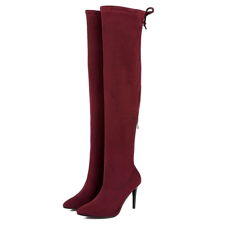 red suede knee high boots uk