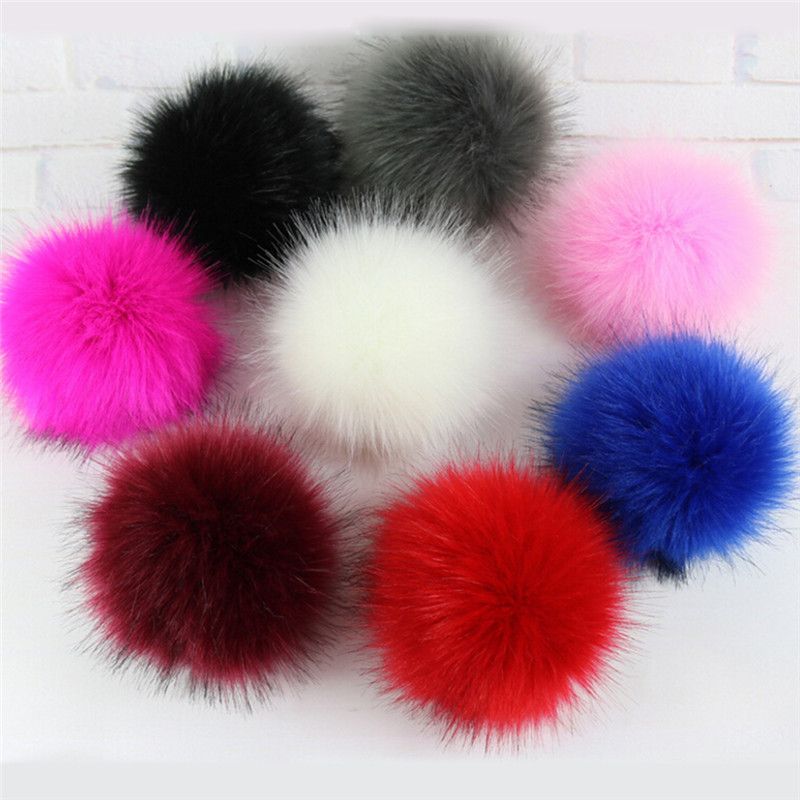 Compre Nuevo 10 Cm Faux Fox Fur Pom Pom Con Botón De Presión Sombrero De Piel Sintética Burbuja Extraíble Pompom Metal Botones Resultados De La