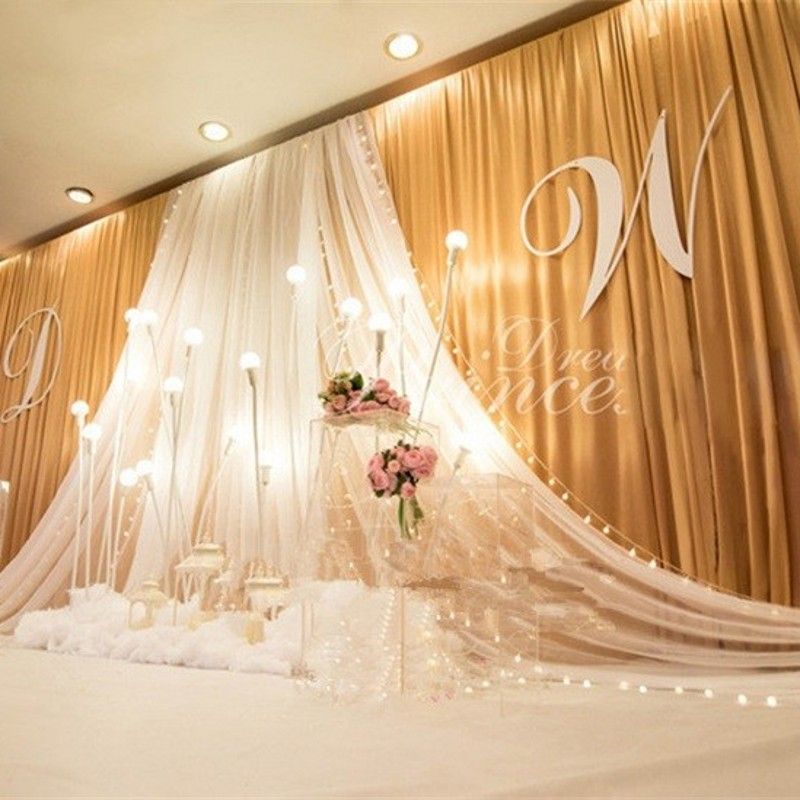New Background Satin Curtain European Style Wedding Party Stage Decoration  Prop Classic Yarn Ceiling Backdrop Hot Sale 208gd2 Ww