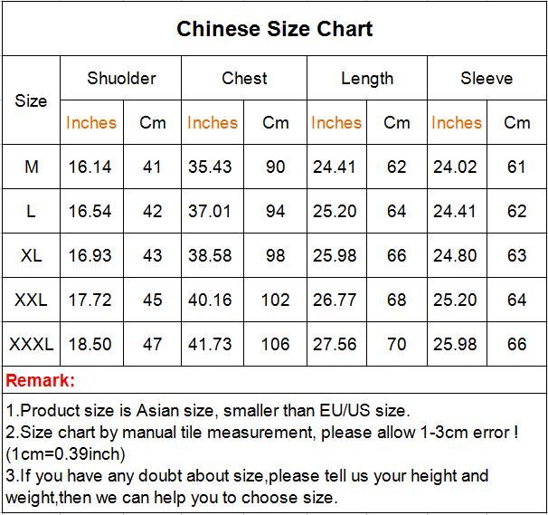 China Jacket Size Chart