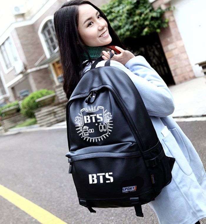 Kpop Bts V Jimin Bangtan Boys Black Women Fashion Backpack Exo