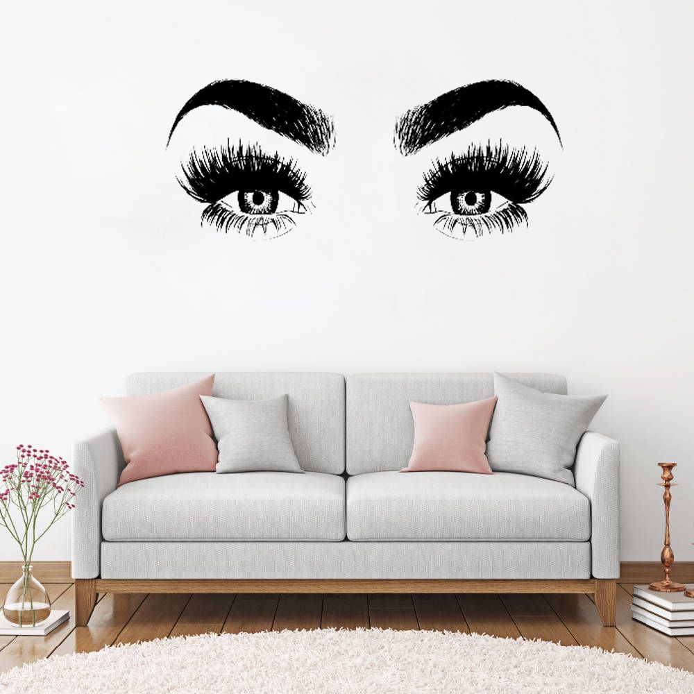 Acheter Gratuit Shippingnew Arrivées Cils Eye Wall Decal Art Vinyle Accueil Décorations Grand Lashes Sourcils Fond Décran Amovible Diy Autocollant