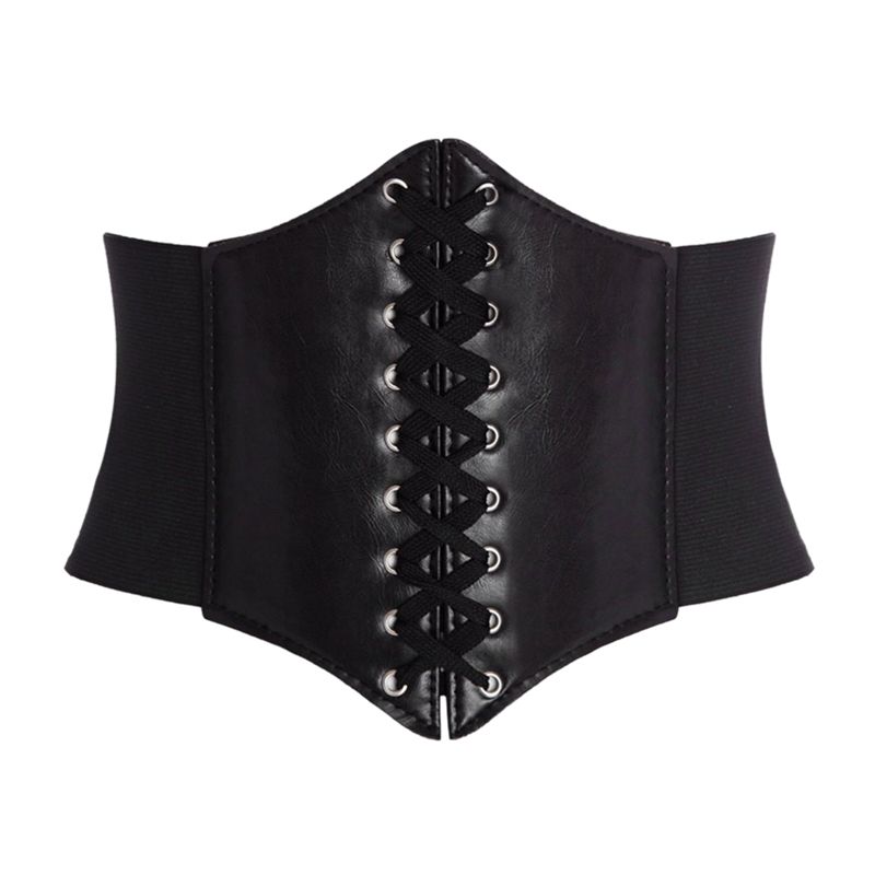 Noir/Marron Femmes Fashion Super Large Faux Cuir Corset ceinture ceinture 