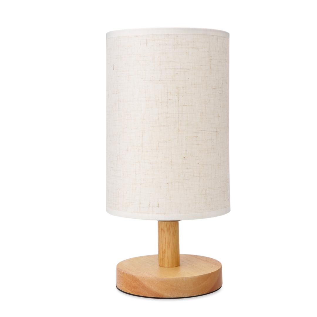 2020 Us Plug Desk Lamp With Fabric Shade Solid Wood Base E27 For