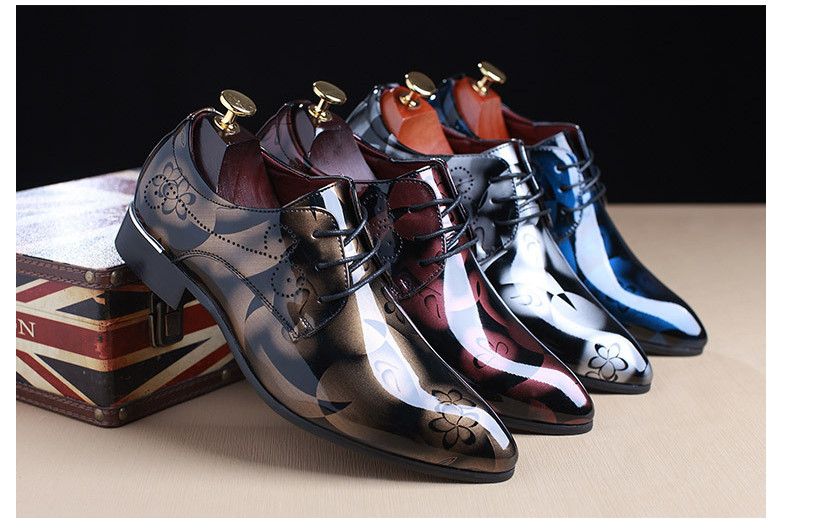 Pointed Leather Shoes For Men Gentlemen Waterproof Dustproof Wax