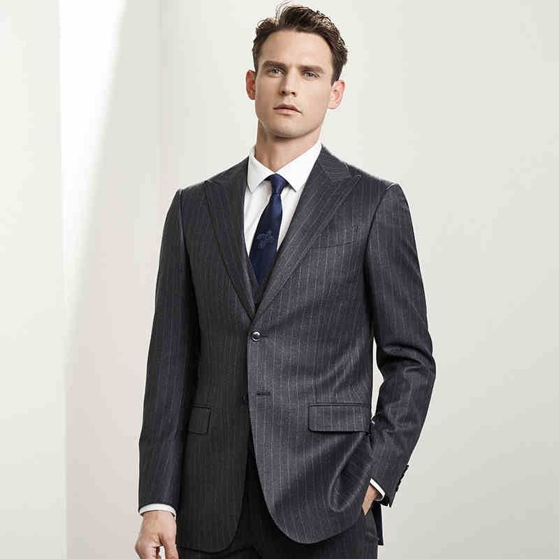 Acquistare Abiti Uomo Gessato Nero Abiti Da Sposo Groomsmen Slim Fit Tre  Pezzi Abito Sposo Gilet Con Visiera A Risvolto Giacche Formali Con Giacca E  Gilet Pantaloni Economico | Consegna Veloce E