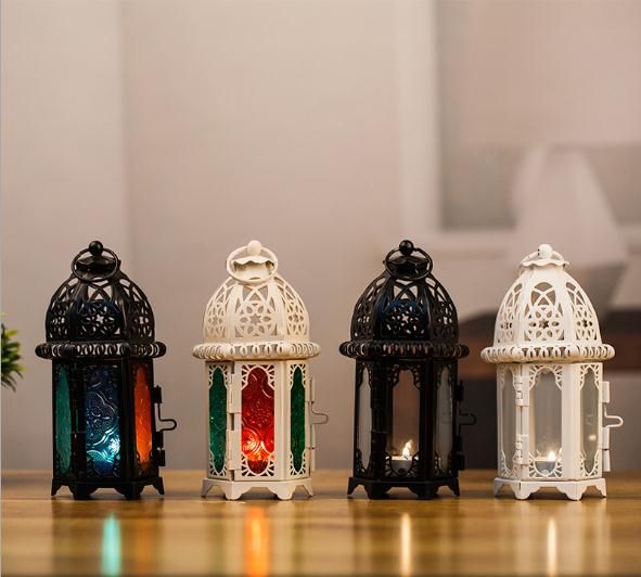 glass and iron candle holders