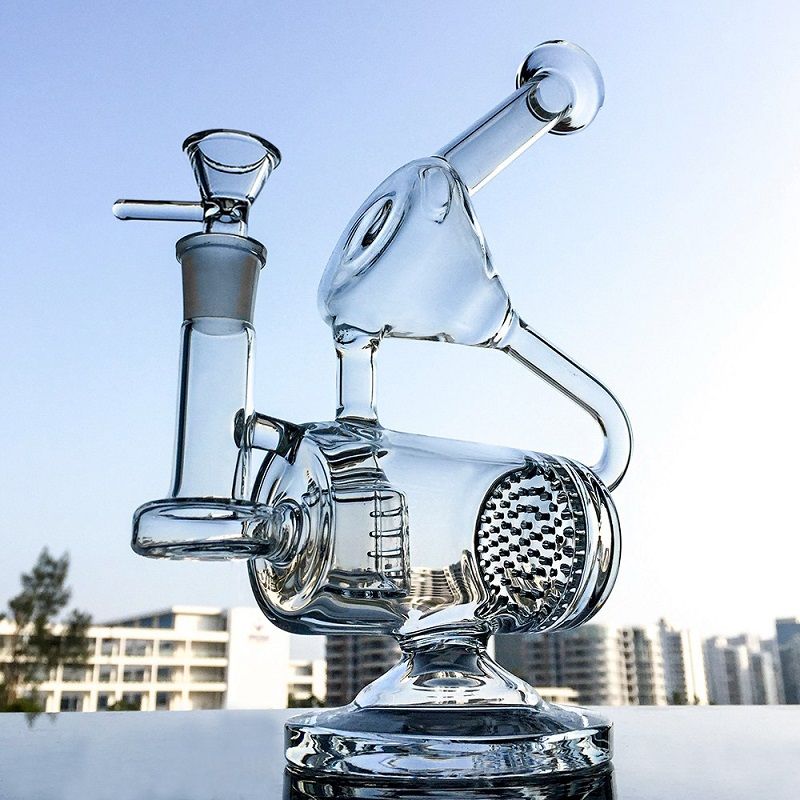 Best Quality Unique Glass Bong Clear Water Pipe Recycler Dab Rig Comb ...