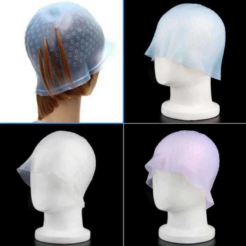 Hair Frosting Tipping Dyeing Color Tools Salon Dye Silicone Cap
