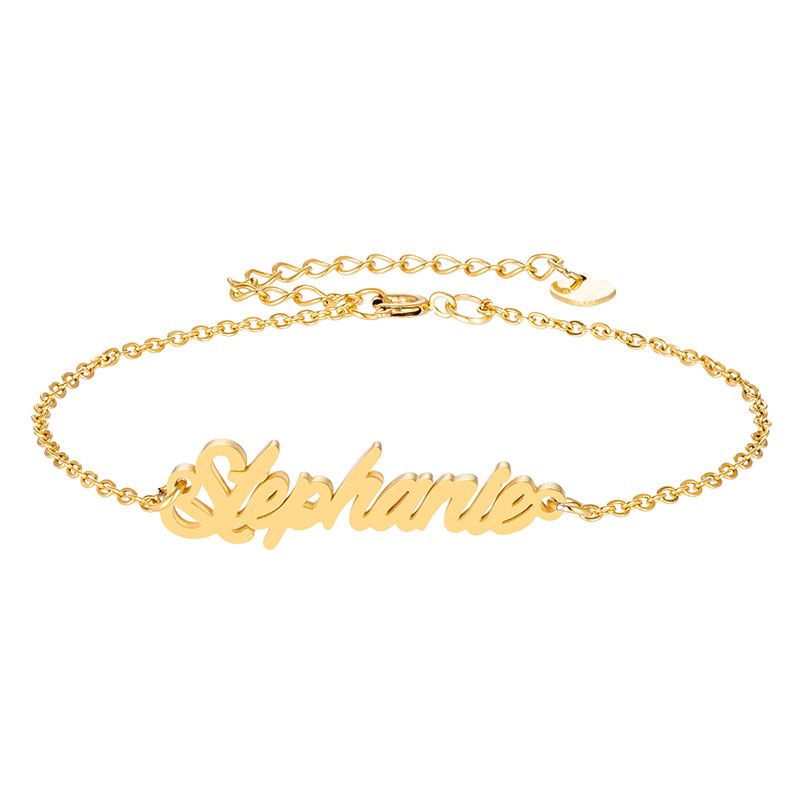 Stainless Steel Engrave Script Name Stephanie Charm Bracelets For Women