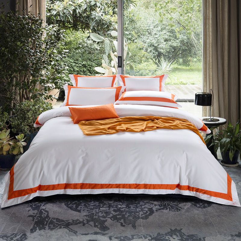 Arnigu Orange Stripe 100 Coon Queen King Super King Size Hotel