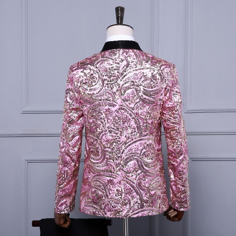 Acheter Pas Cher Veste + Pantalon Paillette De Mariée En Or Rose Paillettes  Mode Homme Mariée Costumes Hommes Sequin Blazer Discothèque Bar DJ Singer  Costume Slim Du 116,88 € | Fr.Dhgate
