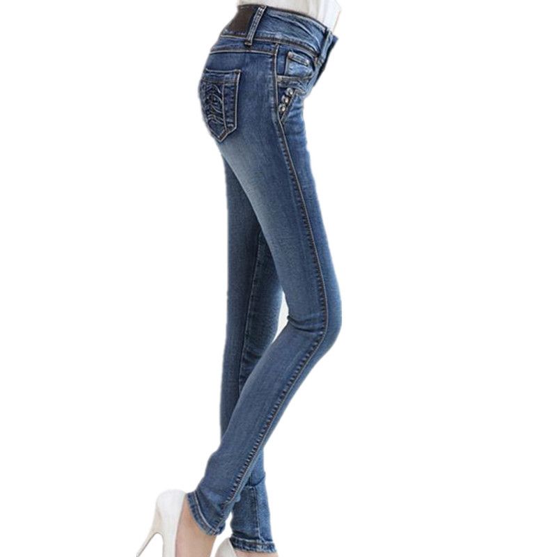 Brandneu Damen Denim Jeans Hosen Plus Größe 32 Frauen Warme Brandneu Damen Denim Jeans Hosen Plus Größe 32 Frauen Warme