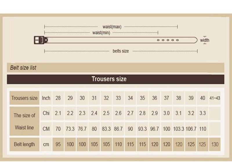 Mens Belt Size Chart Uk