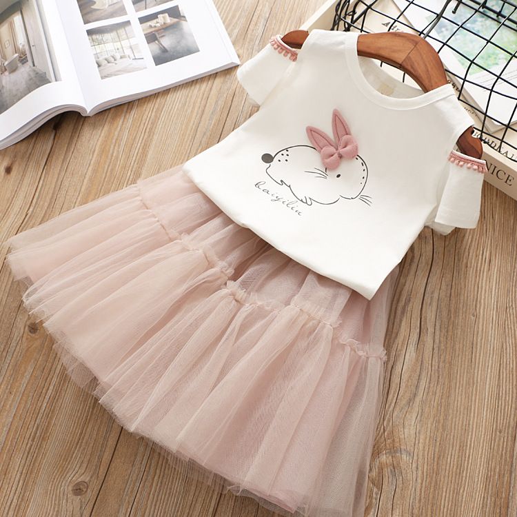 ropa para niños niña elegante diseño de conejo niña camiseta de + falda