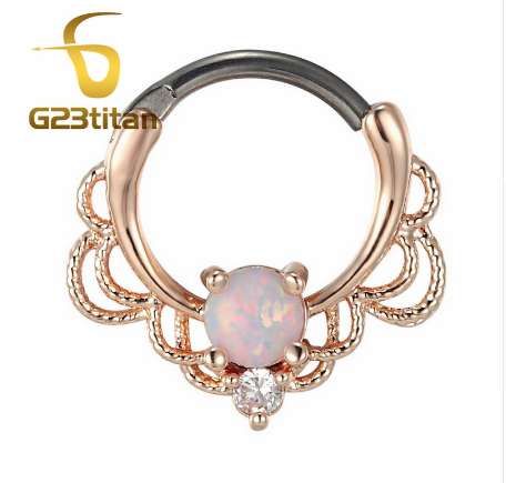 2020 G23titan Rose Gold Color Opal Rings For Piercing Septum Earring Ear Tunnel 16g Titanium Pole Natural Opal Stone Septum Clicker From Zioso 6 34 Dhgate Com