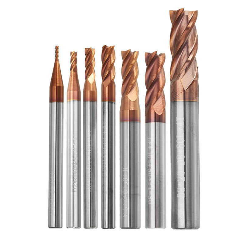 Frese 5pcs 1mm 4 Flutes Tungsten Carbide End Mill Cutter HRC55 AlTiN Coating CNC