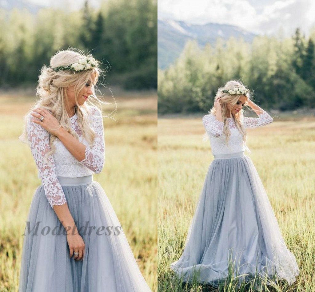 dusty blue long sleeve bridesmaid dresses