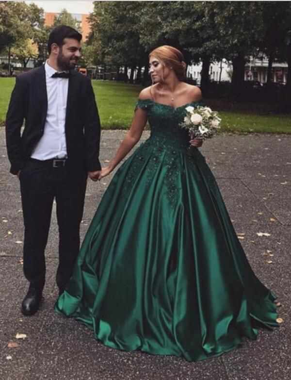 green glitter prom dress