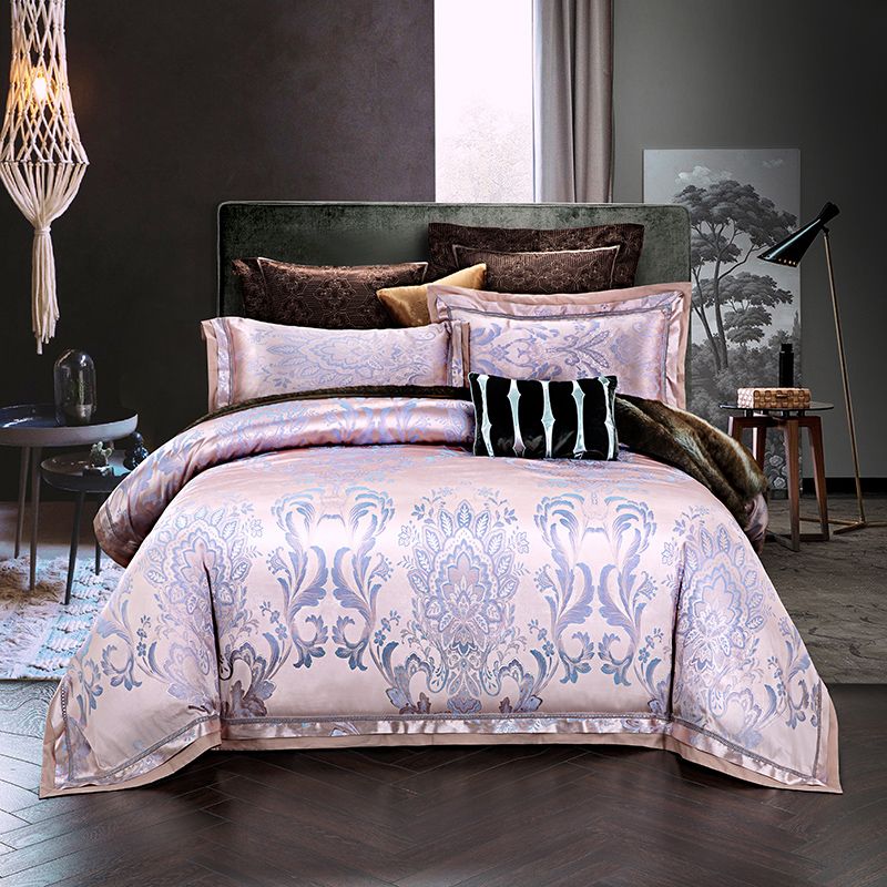 2018 Light Tan Paisley Bedding Set Silk Cotton Blend Duvet Cover