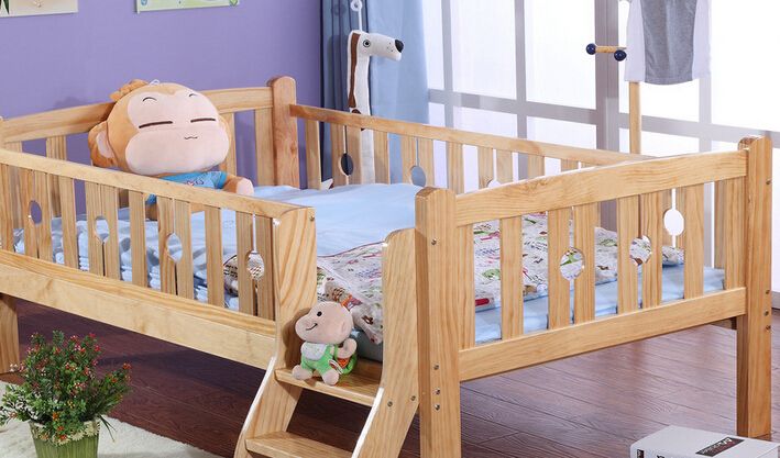 2018 New Stylish Solid Wood Crib Guardrails Splicing The Baby